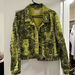 Neon snake print denim jacket